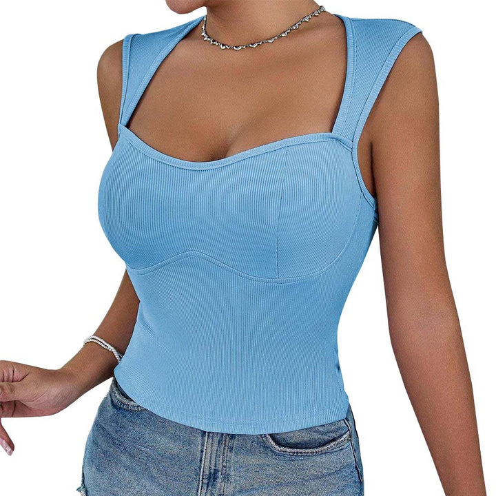 Trendy ribbed design short top for women with narrow straps Chic & Stil