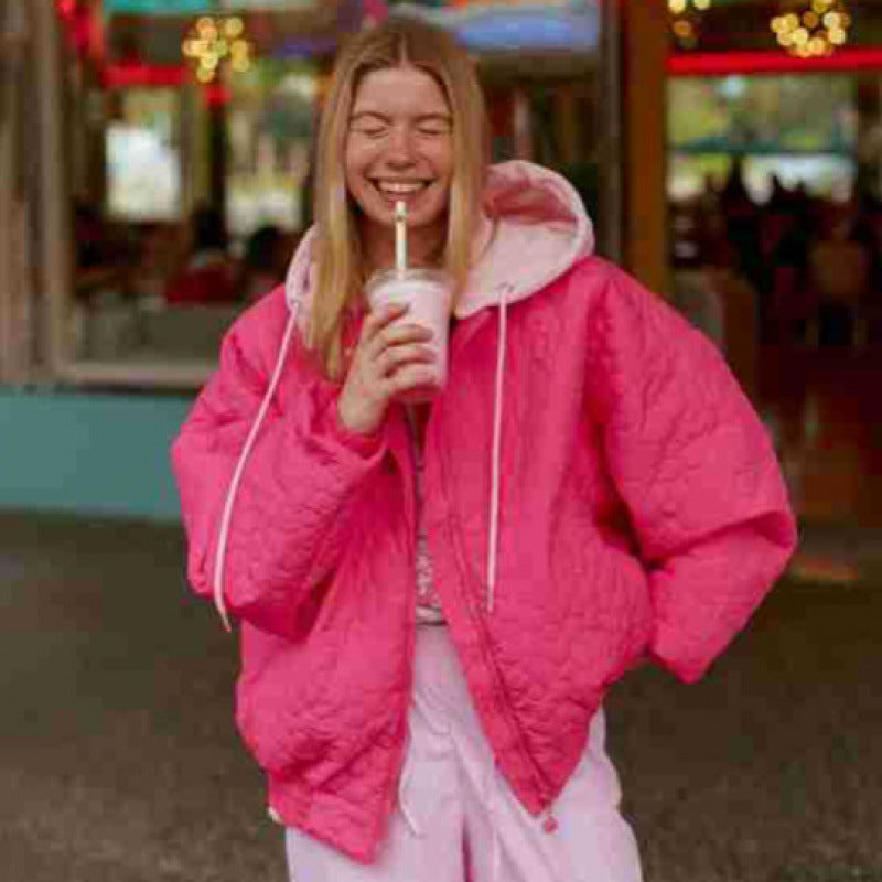 Lady oversized quilted jacket chic and style