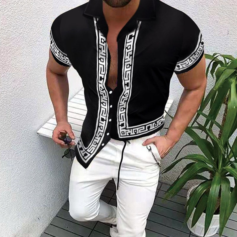 Lune London geometric short sleeve button-up shirt
