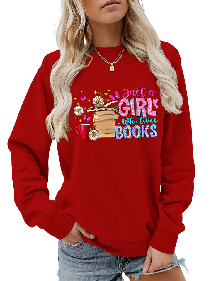 Sweat-shirt féminin avec motif de livre accrocheur et coupe décontractée Chic & Stil