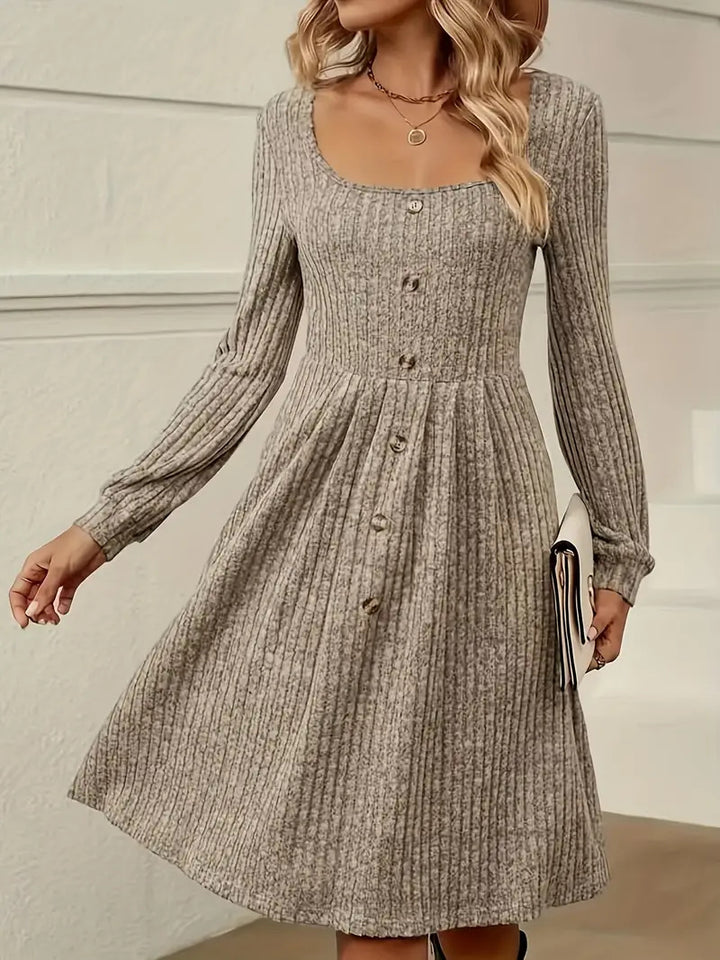 Knit dress for women with button placket Lune London