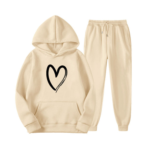 Women's sweatsuit with kangaroo pocket and heart-shaped print Lune London