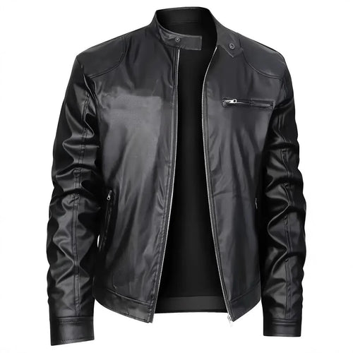 Elegant faux leather jacket for men with a modern chic design and style