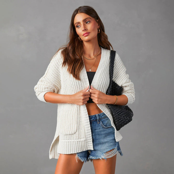 Ladies Casual Knit Vest with Pockets and Open Front Lune London