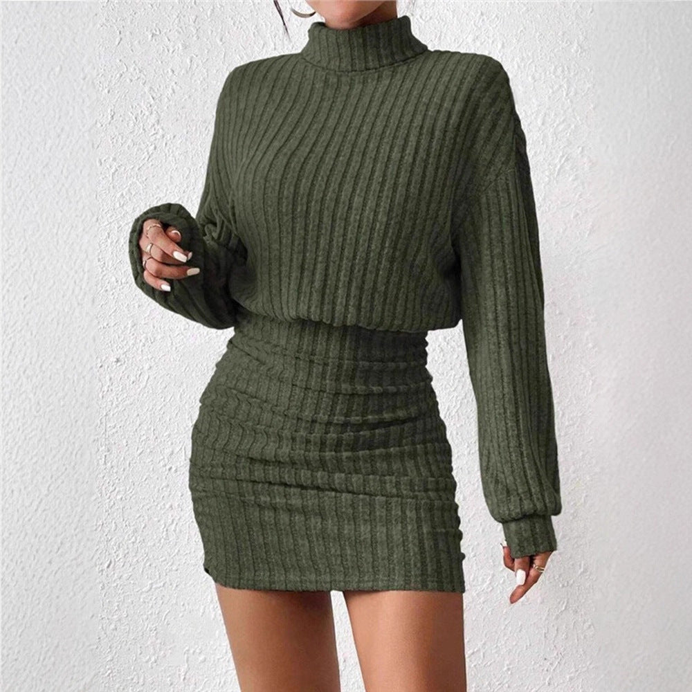 Robe en tricot pour femmes avec col roulé et manches Cut-In Chic & Stil