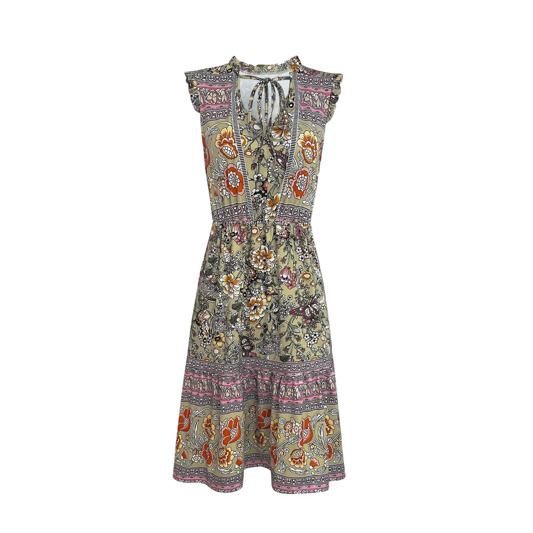 Summer midi dress for women with a playful floral pattern and a relaxed fit Lune London