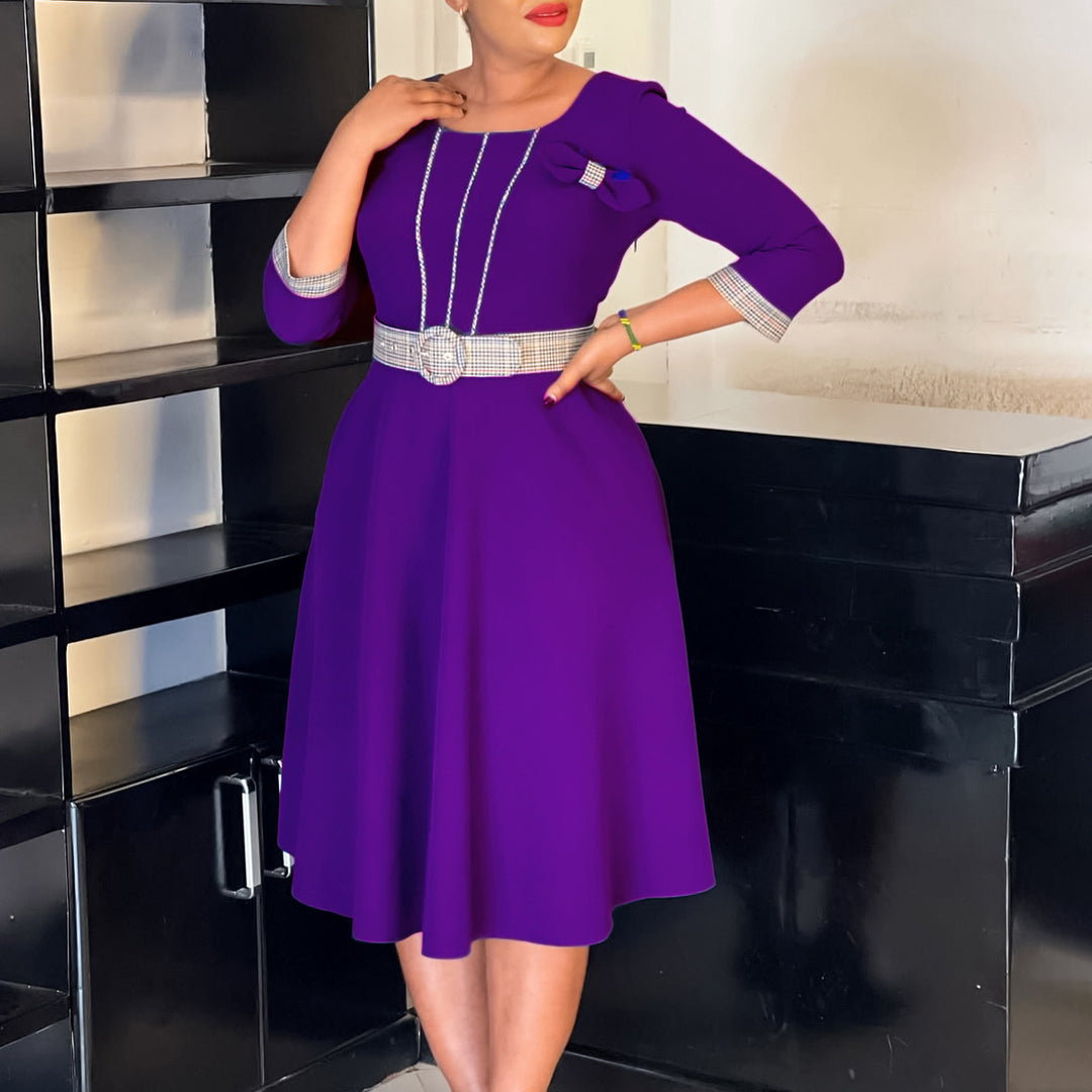 A-line dress for women with decorative belt at the waist and elegant details Lune London
