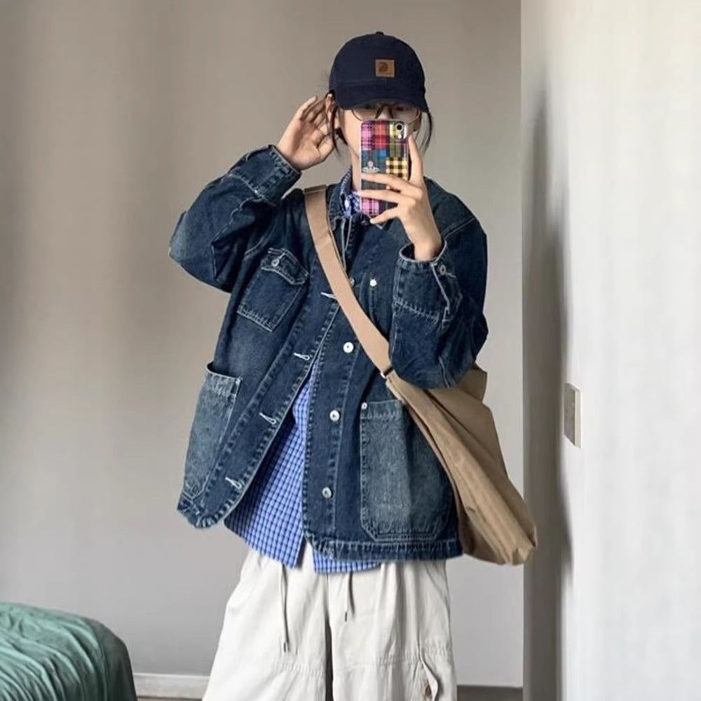 Veste en denim pour femmes avec grandes poches Chic & Stil
