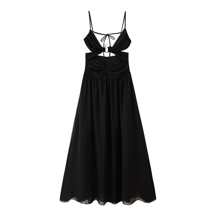 Maxi dress for women with a playful ruffle design and an elegant opening at the back Lune London
