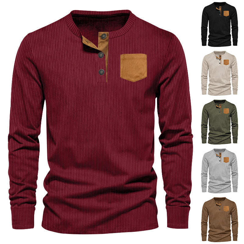 Men's long sleeve shirt with ribbed structure and comfortable high collar Lune London