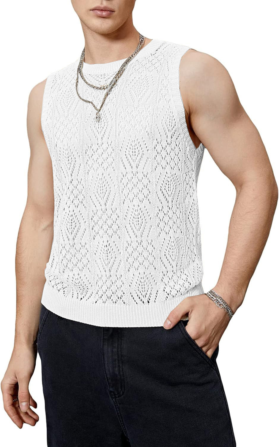 Men's knit top with refined perforated pattern Lune London