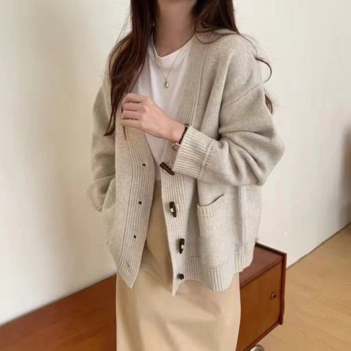 Ladies Comfortable Knit Vest with Modern Buttons and Pockets Lune London