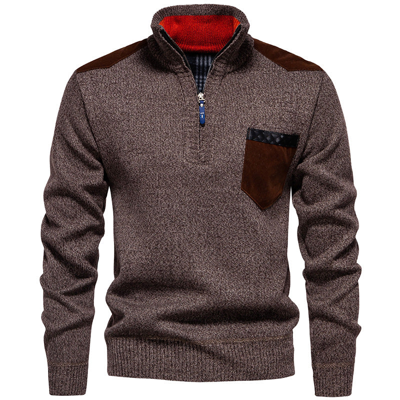 High-quality pullover for men with a high collar and zipper Lune London