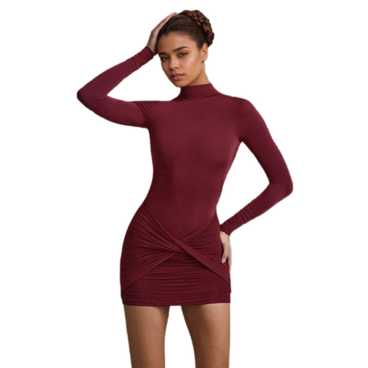 Robe mini moulante pour femme avec col haut et drapés Chic & Stil