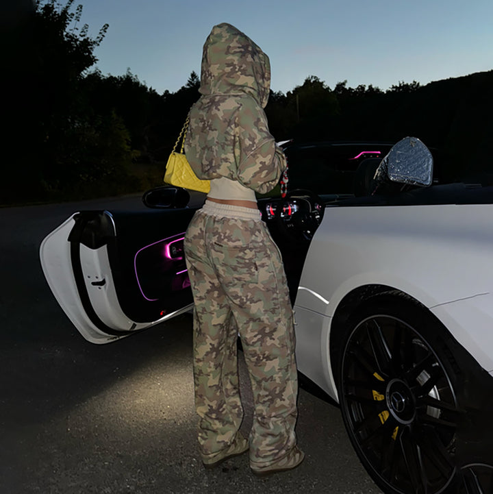 Lune London women's camouflage hoodie and jogging pants set