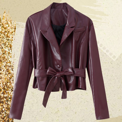 Ladies Elegant Faux Leather Jacket Lune London