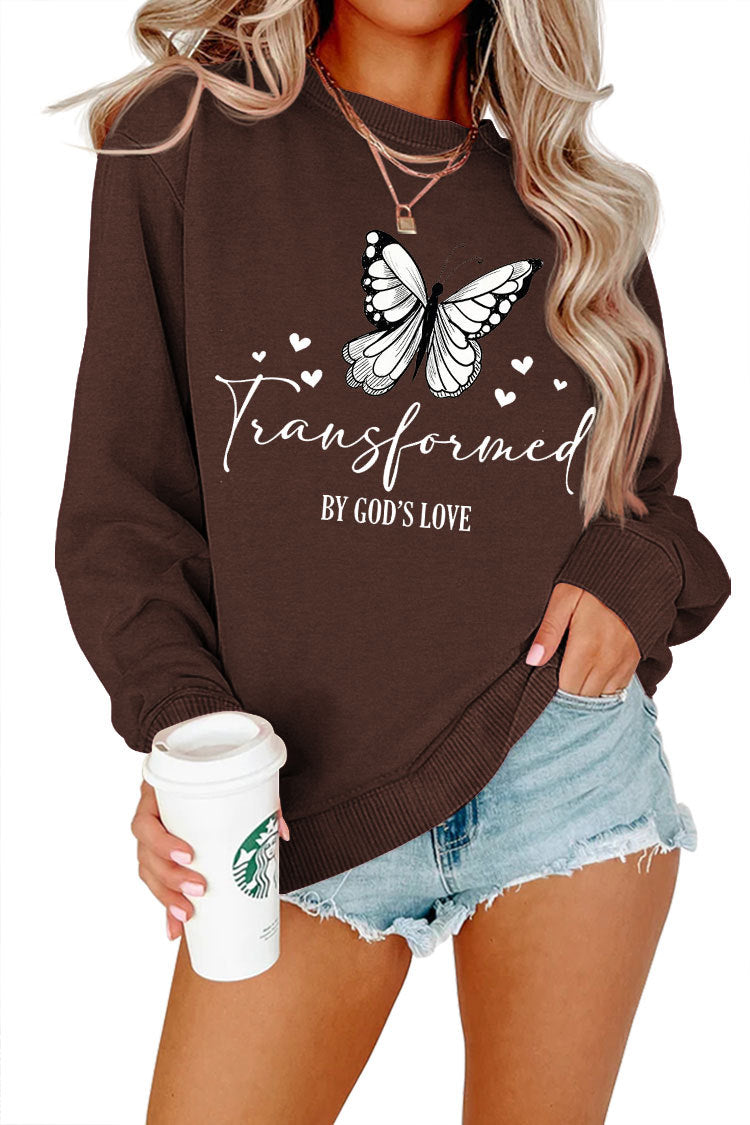 Sweatshirt pour femmes avec motif de papillon artistique et slogan inspirant Chic & Stil