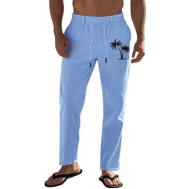 Casual pants for men with elastic waist and contrasting palm print Lune London