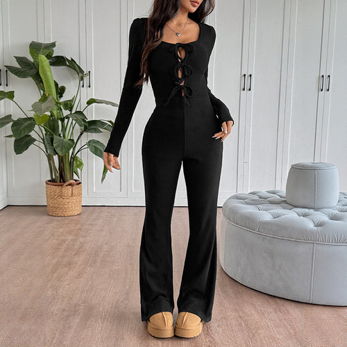 Women's jumpsuit with decorative lacing and long sleeves Lune London