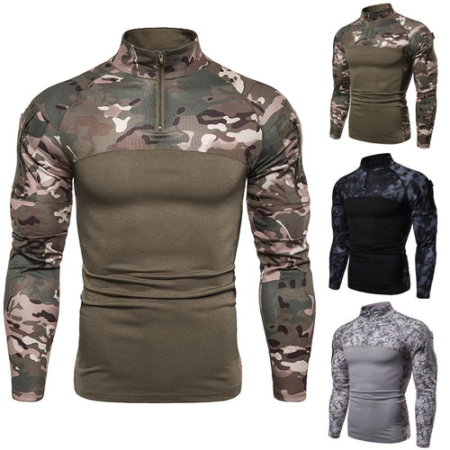 Functional sweater for men with partial zip and modern camouflage design Lune London
