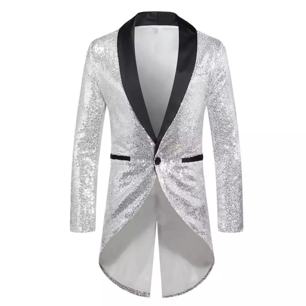 Shiny suit jacket for men with elegant shawl collar Lune London