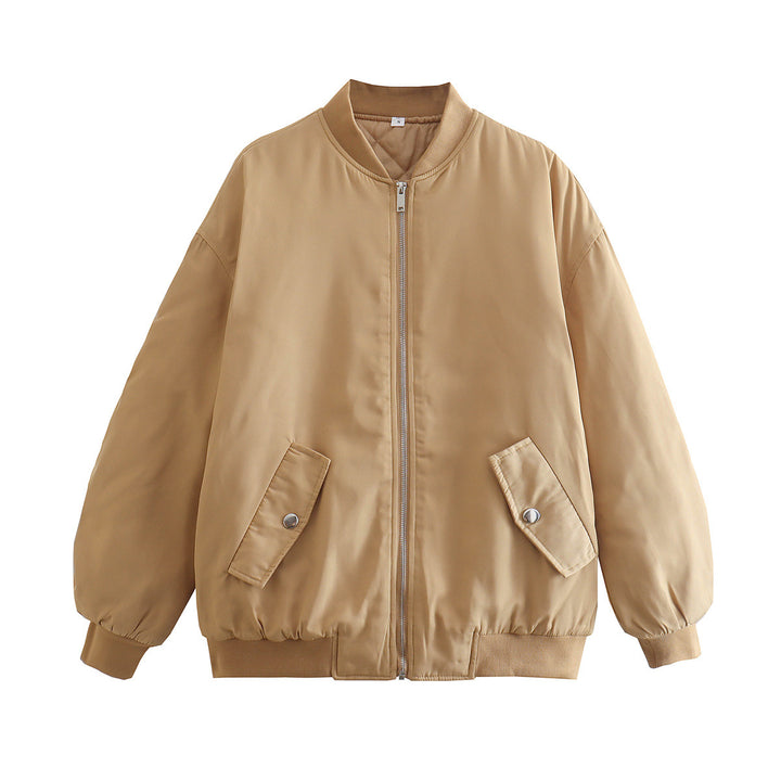 Trendy women's bomber jacket with practical pockets and high collar Lune London