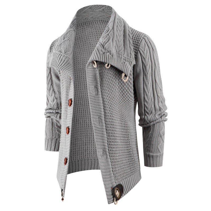 Thick knit jacket for men with foldable collar Lune London