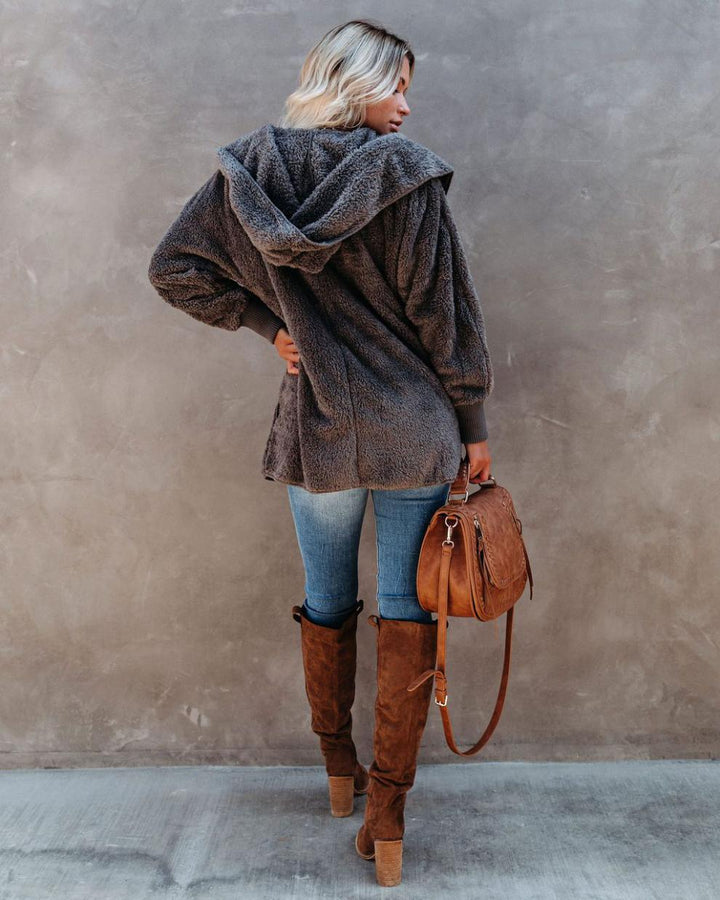 Women Hooded Cozy Jacket in Soft Material Lune London