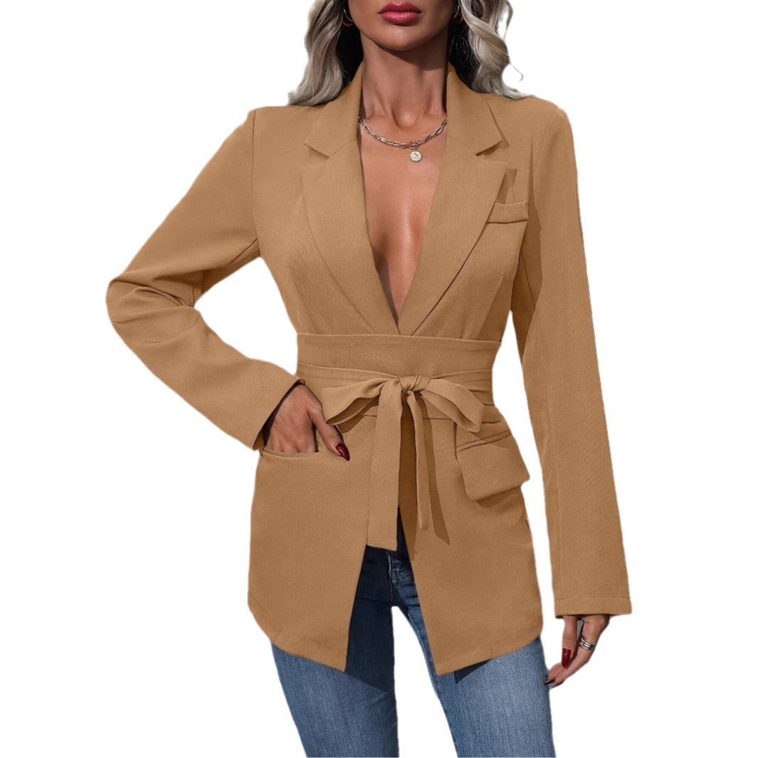 Elegant blazer jacket for women with waist belt and practical pockets Lune London