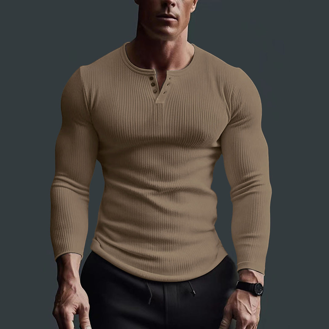 Long Sleeve Button-Up Shirt for Men with Modern Rib Design Lune London