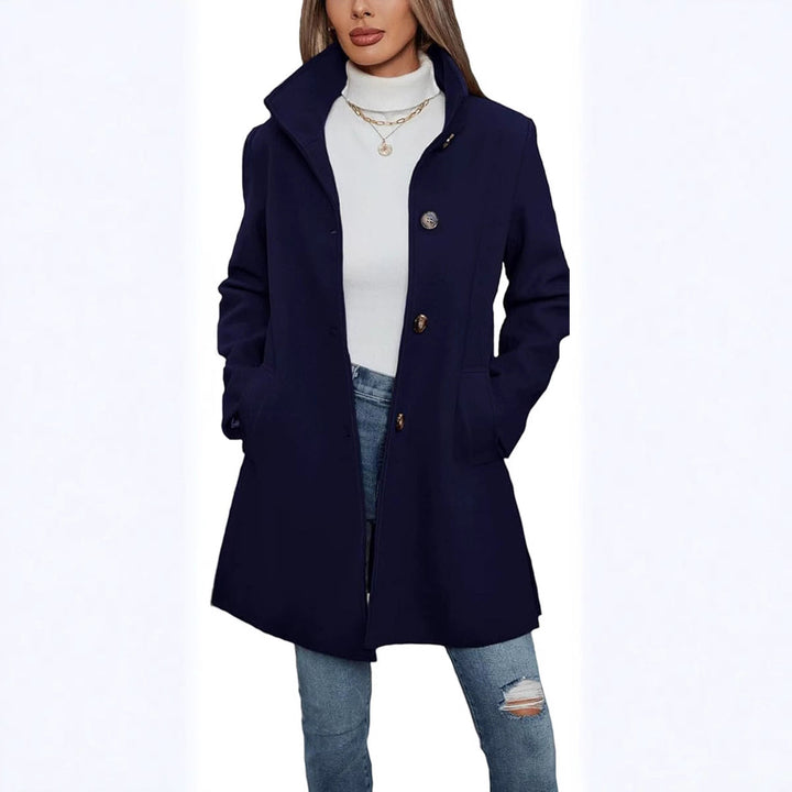 Women's Elegant Wool Coat with High Collar and Practical Pockets Lune London