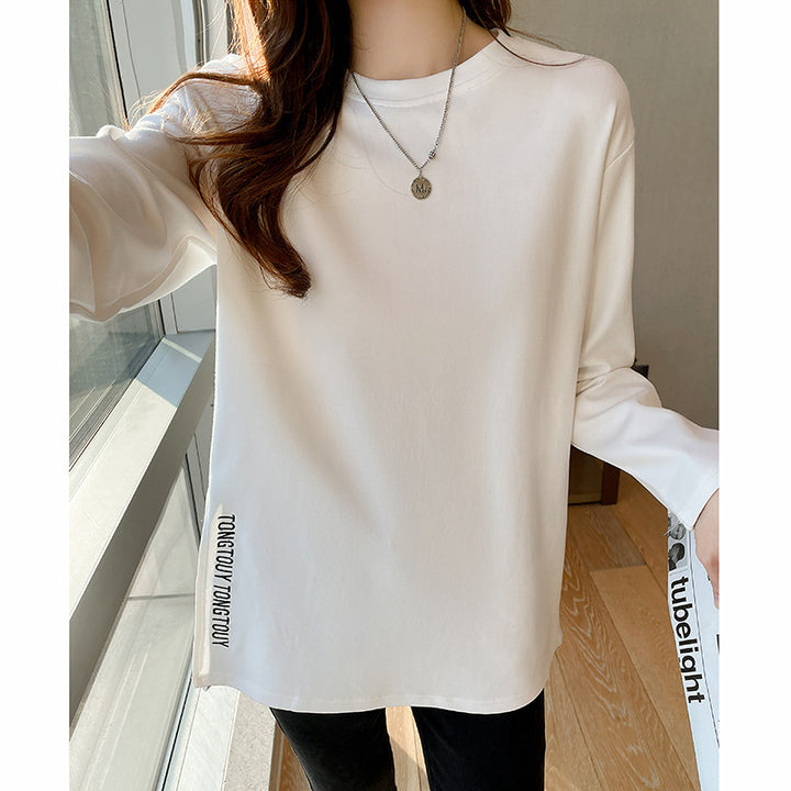 Women's Casual Long Sleeve Shirt with Modern Round Neck Chic & Stil