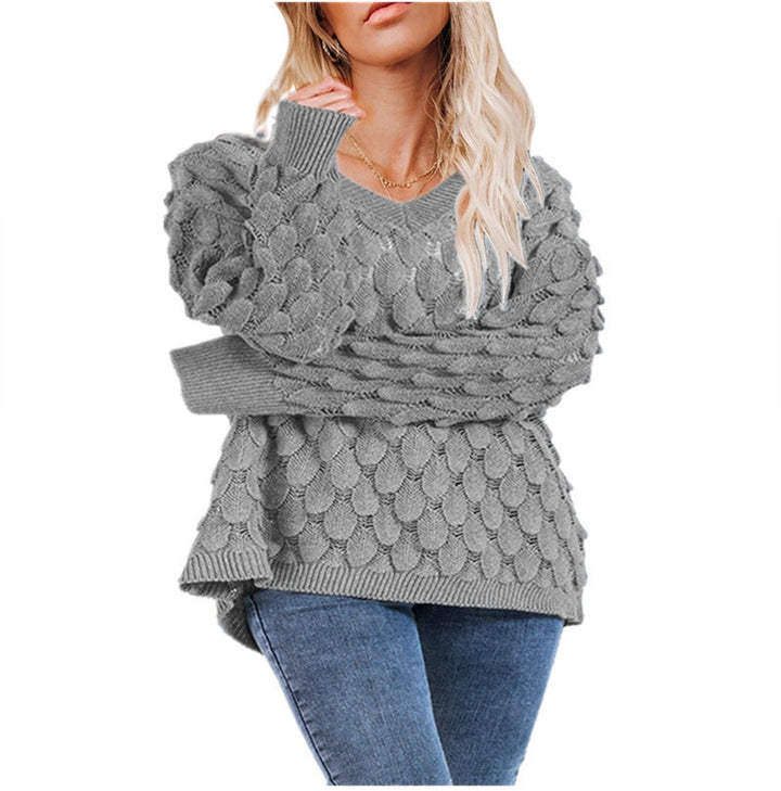 Knit sweater for women with textured honeycomb design Lune London