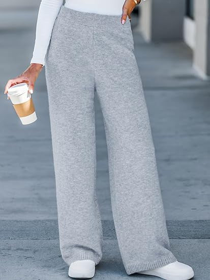 Pantalon large en tricot pour femmes avec taille élastique Chic & Stil