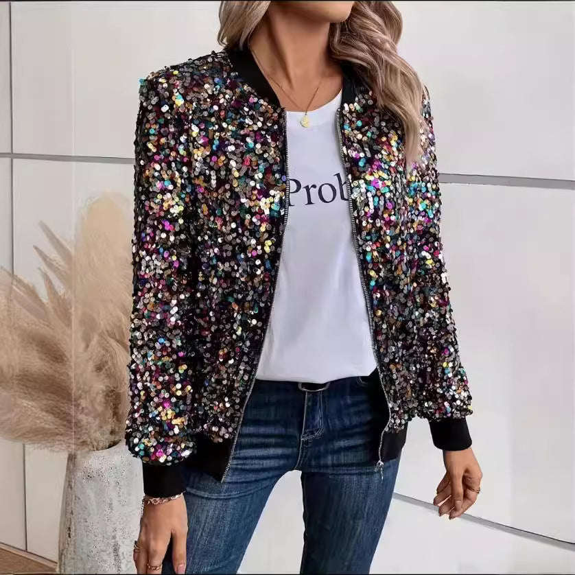 Functional shimmering bomber jacket for ladies Lune London