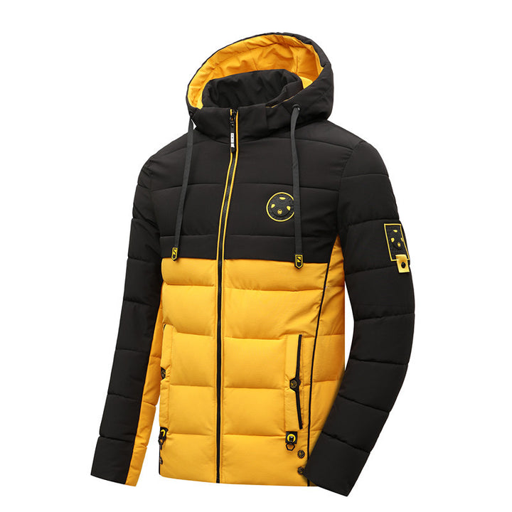 Men's winter quilted jacket with trendy color contrast and hood Lune London