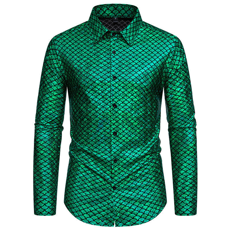 Shiny long sleeve shirt for men with fish scale design Lune London