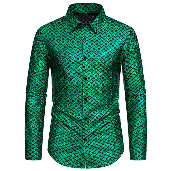 Shiny long sleeve shirt for men with fish scale design Lune London