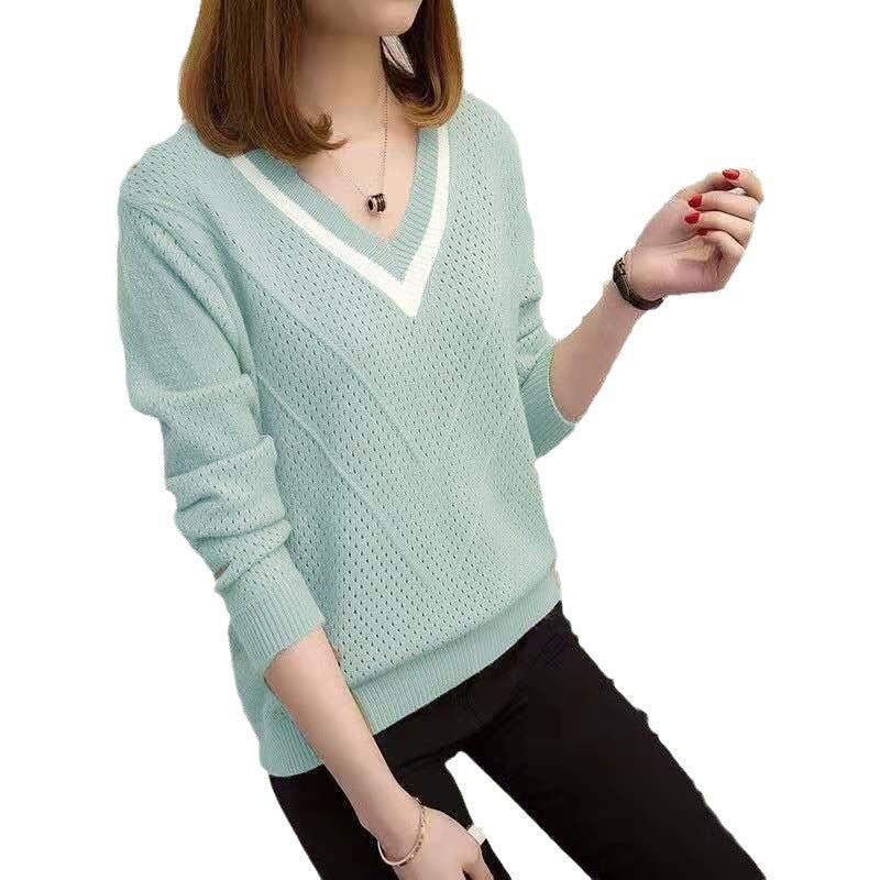 Femme pull décontracté à col en V avec motif texturé Chic & Stil