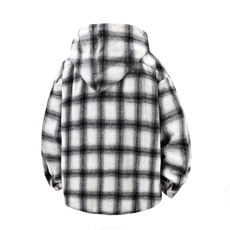 Men's casual checked hoodie with button design Lune London