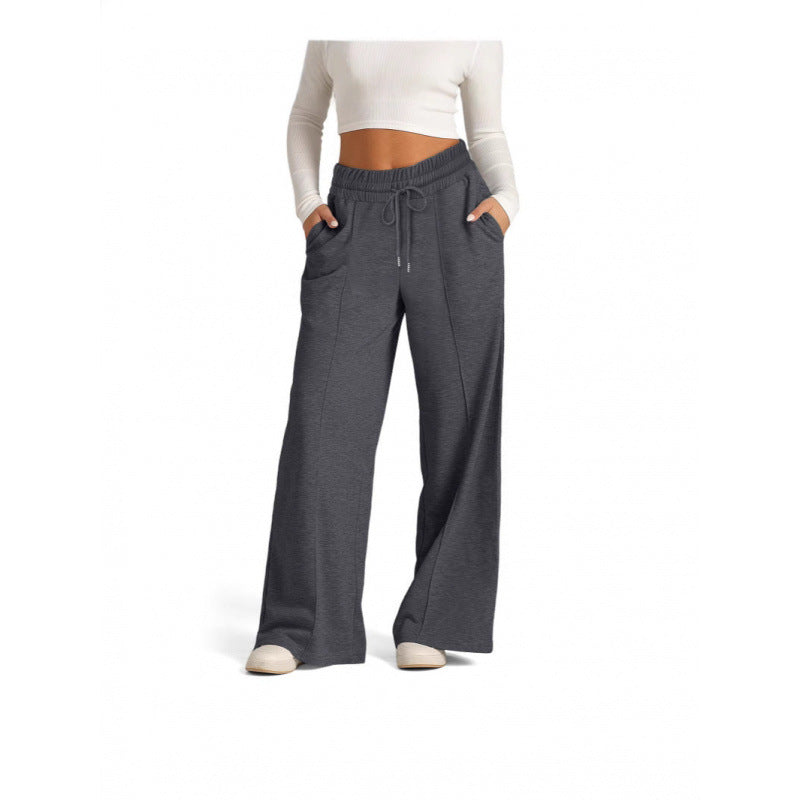Women’s wide jogging pants with elastic waistband and side pockets Lune London