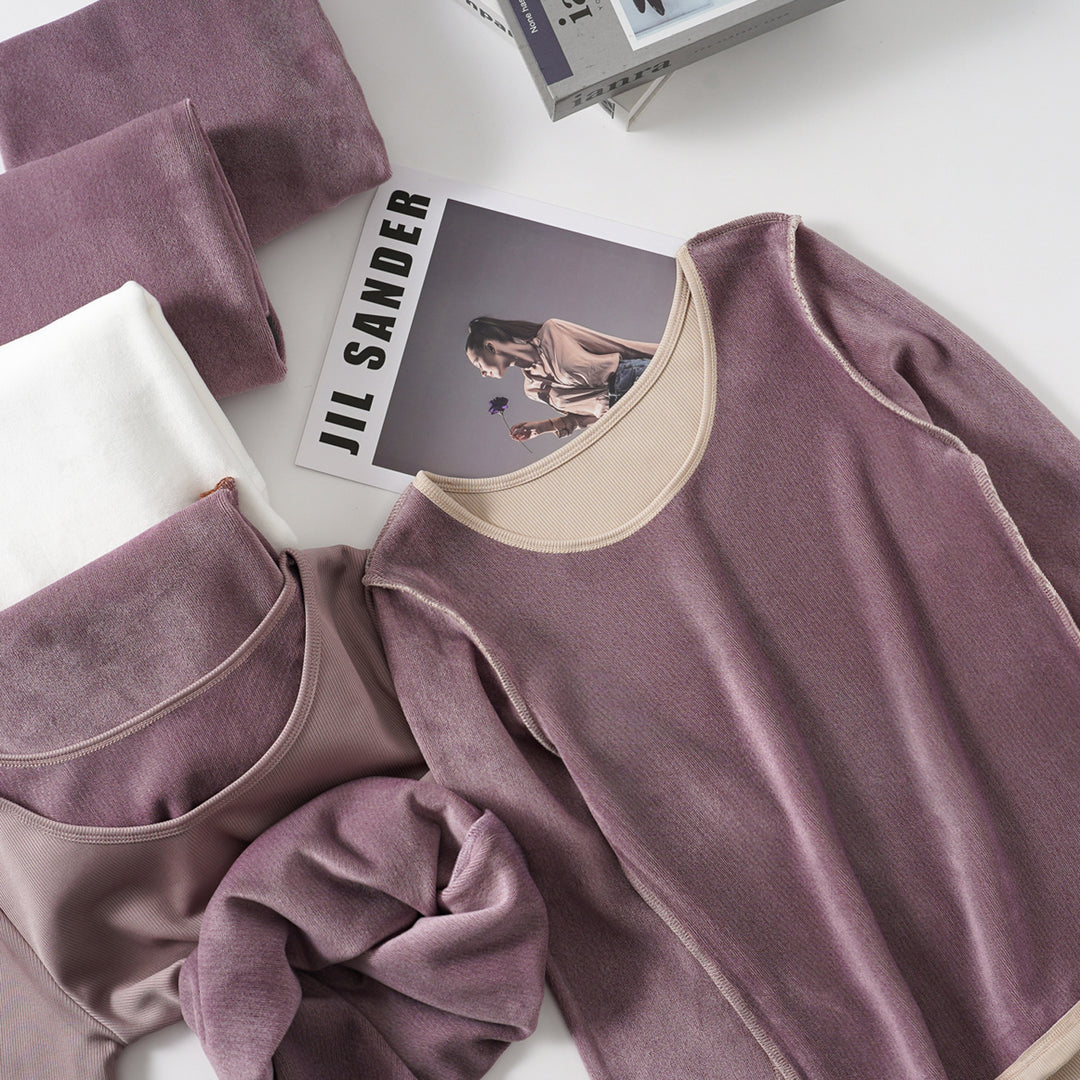Ladies fashionable cropped long sleeve shirt with ribbed texture Chic & Stil