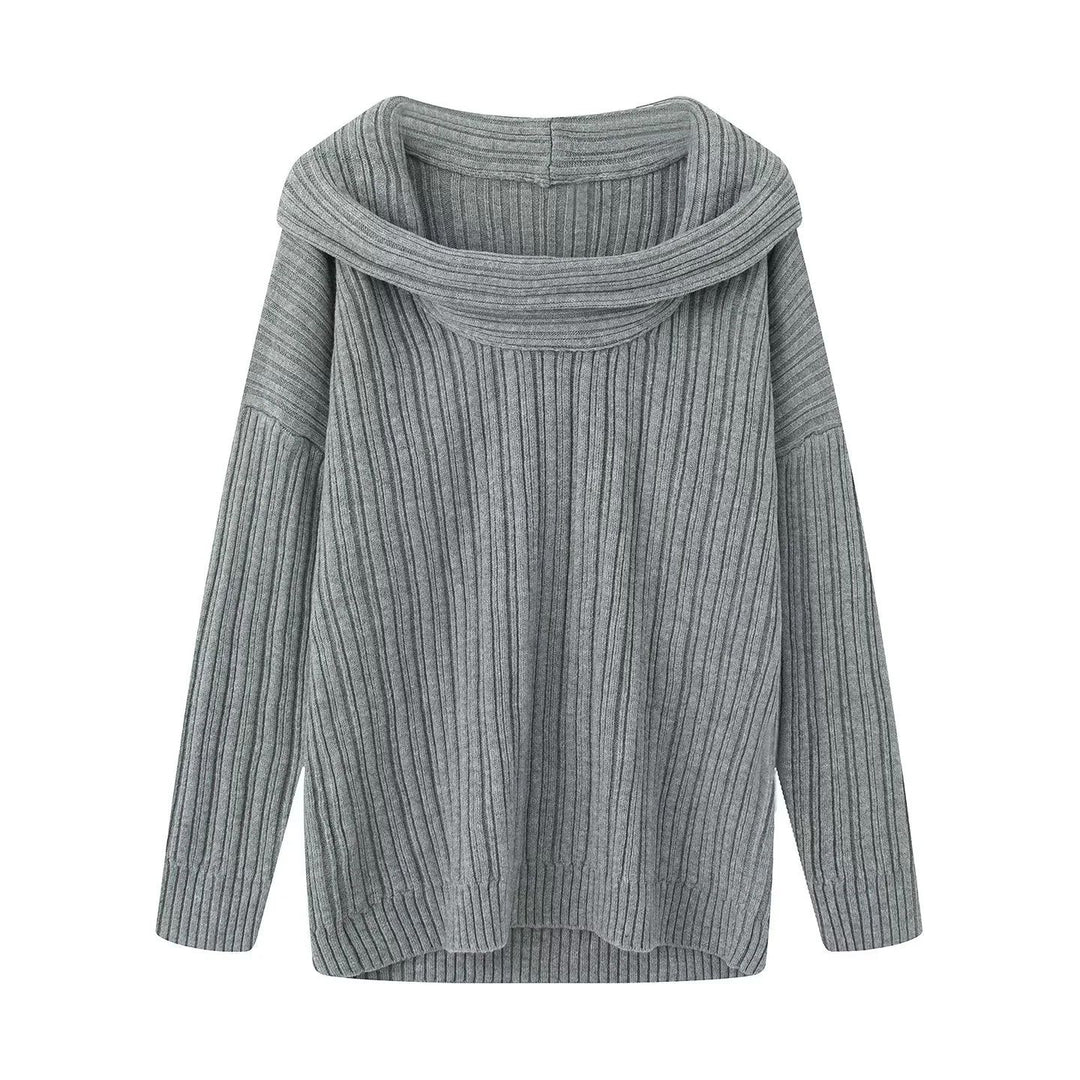 Casual knit pullover for women with a wide turtleneck and a ribbed structure Lune London