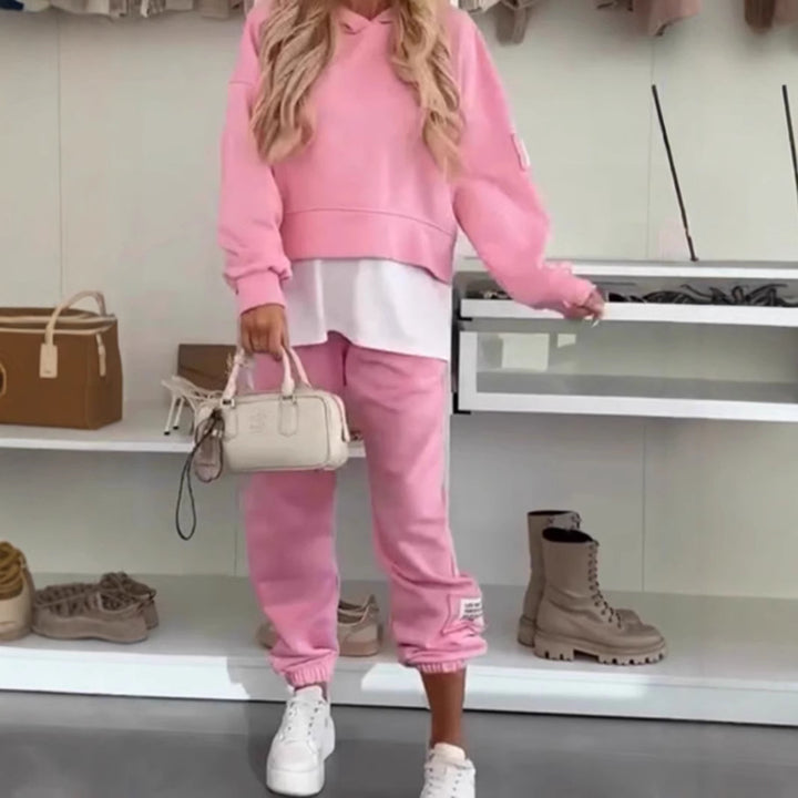Ensemble de hoodie décontracté pour femme avec taille élastique et manches volumineuses Chic & Stil