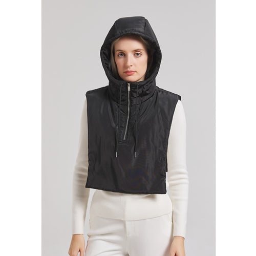 Hooded vest for women with high collar and adjustable hem Lune London