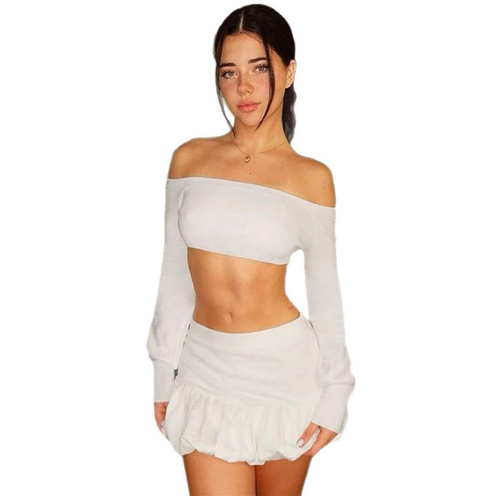 Women's Off-Shoulder Crop Top and Pleated Skirt Set Lune London