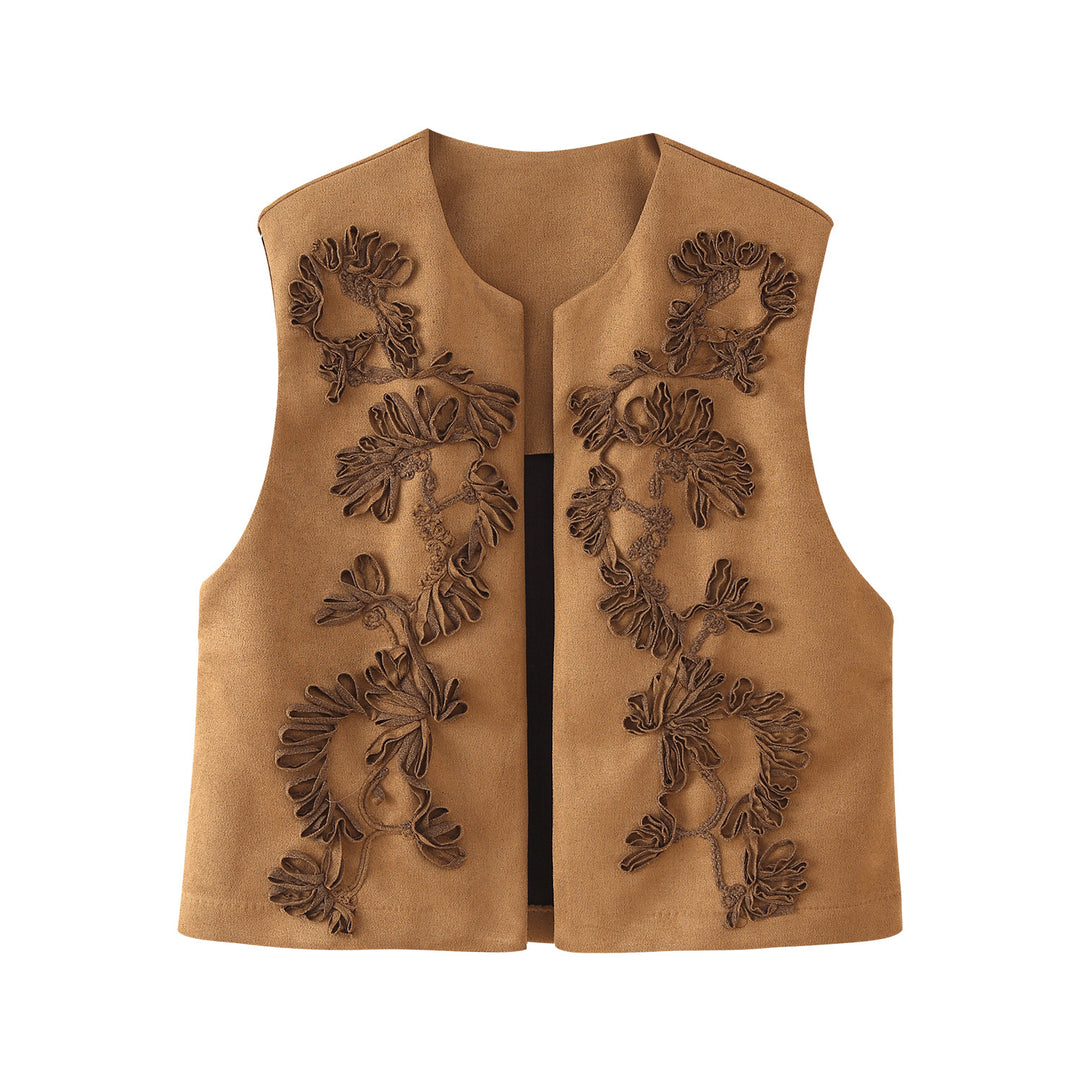 Ladies vest with floral embroidery design Lune London