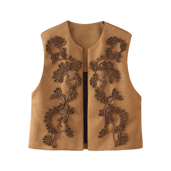 Ladies vest with floral embroidery design Lune London