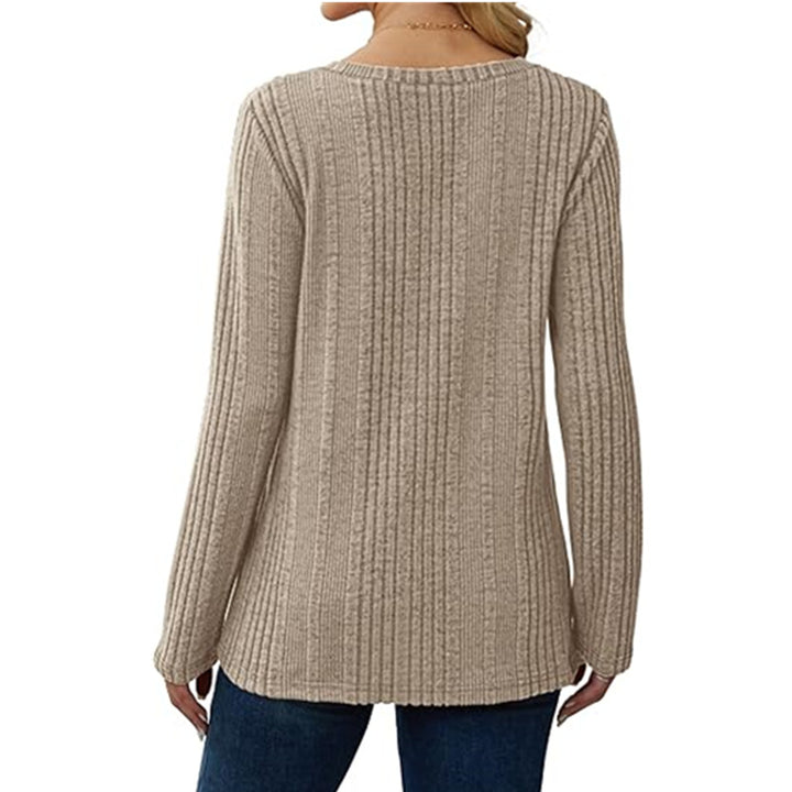 Fashionable women's V-neck sweater with ribbed structure Lune London