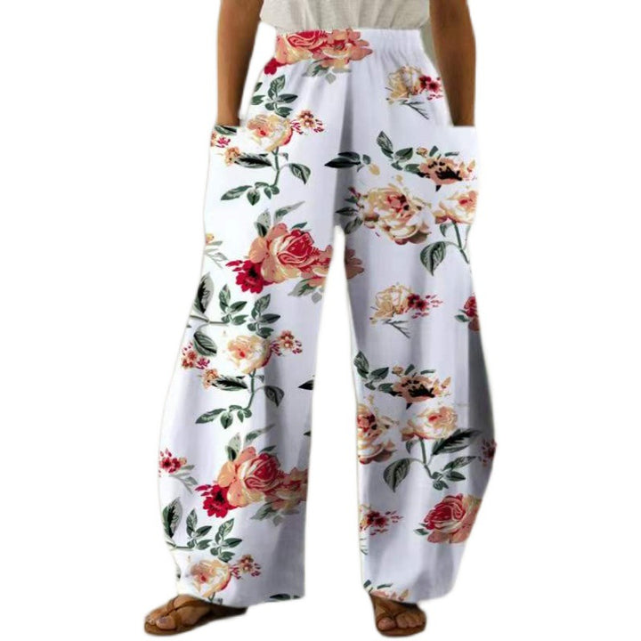 Pantalons fleuris amples pour femmes avec poches et taille élastique Chic & Stil
